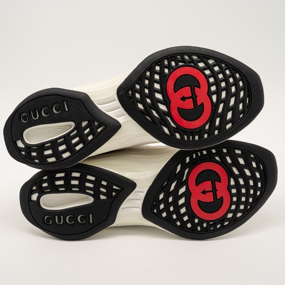 size 41eu 11 us Gucci Run Sneaker White Pink Turquoise Leather GG - Picture 6 of 13